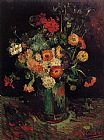 Vase with Zinnias and Geraniums